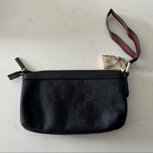 Gucci Black Wristlet with Green and Red Strap